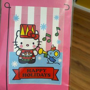 HELLO KITTY 12"x18" NYLON HOLIDAY WELCOME FLAG